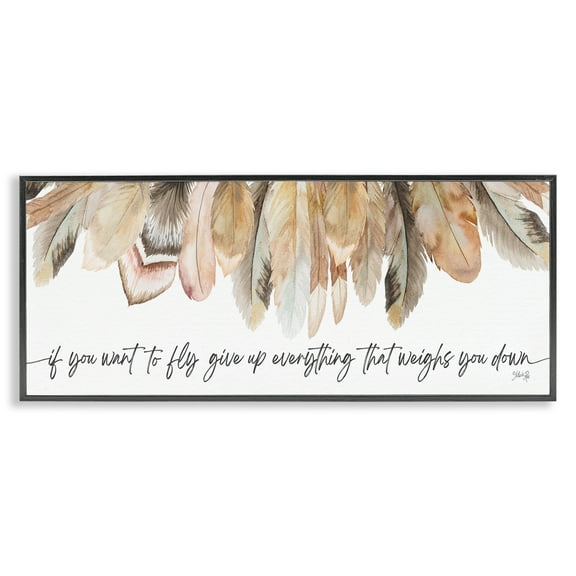 Stupell Industries If You Want To Fly Typography Painting Black Framed Art Print Wall Art, 24 x 10