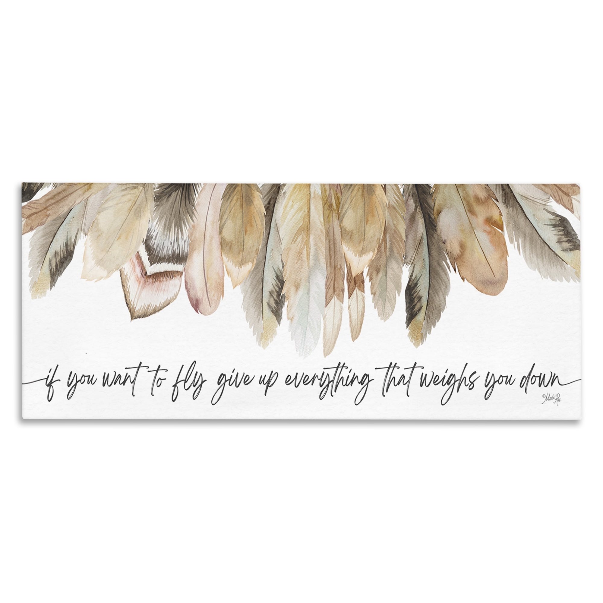 Stupell Industries If You Want To Fly Typography Painting Gallery Wrapped Canvas Art Print Wall Art, 30 x 13