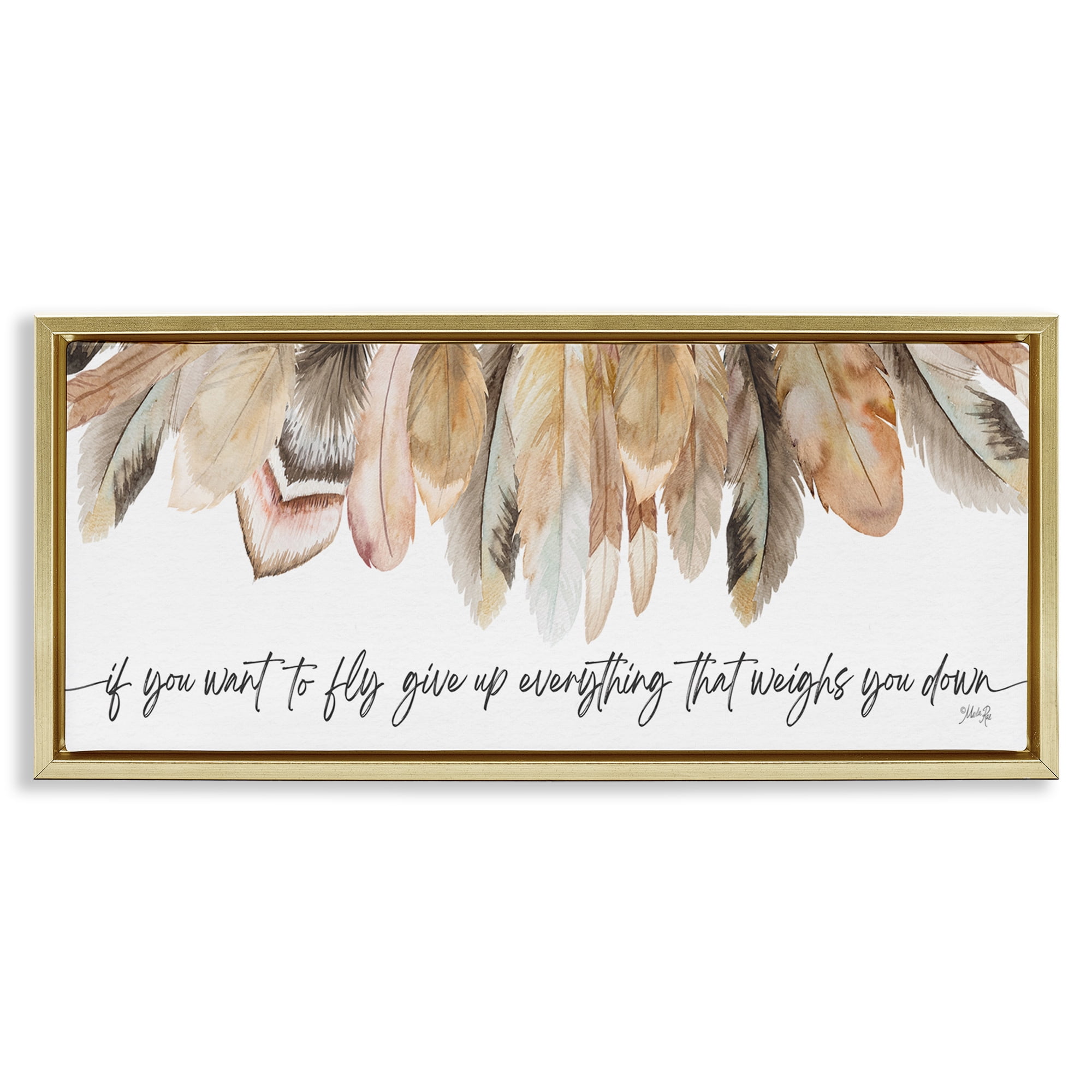 Stupell Industries If You Want To Fly Typography Painting Gold Floater Framed Art Print Wall Art, 25 x 11