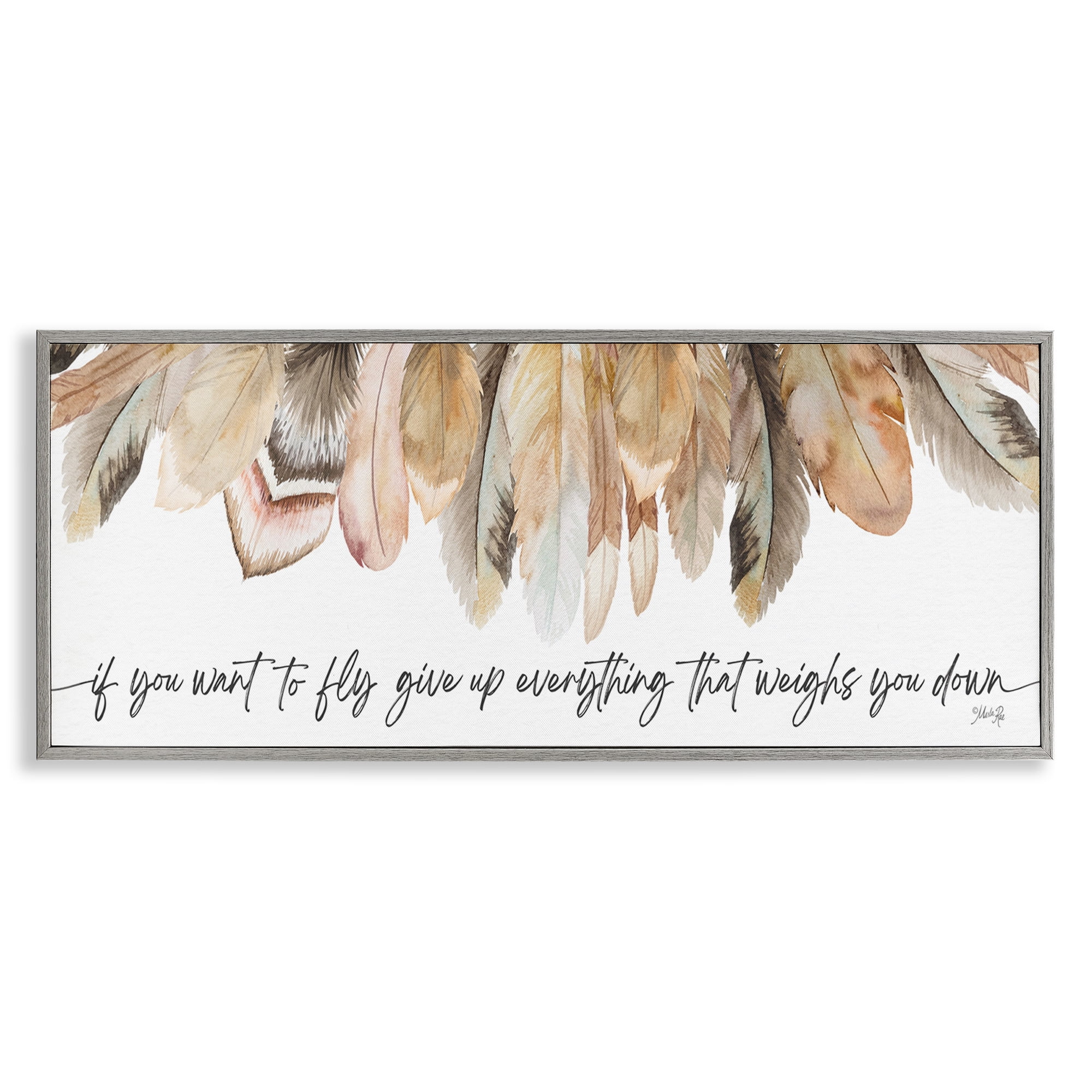Stupell Industries If You Want To Fly Typography Painting Gray Framed Art Print Wall Art, 30 x 13
