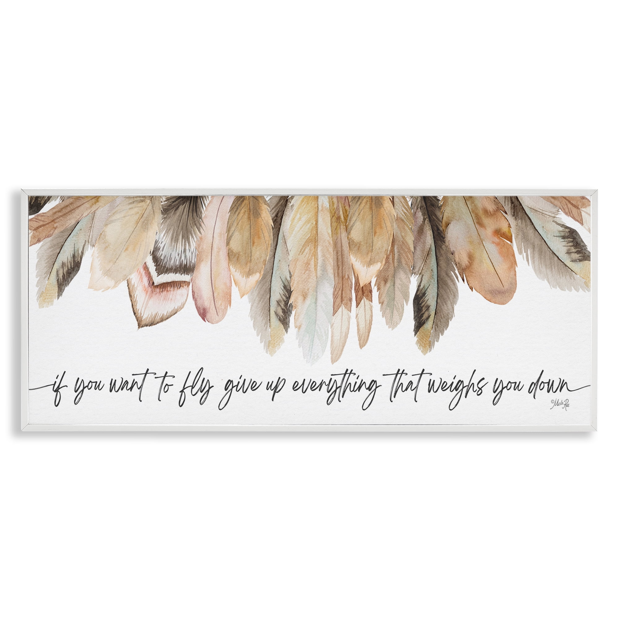 Stupell Industries If You Want To Fly Typography Painting White Framed Art Print Wall Art, 30 x 13