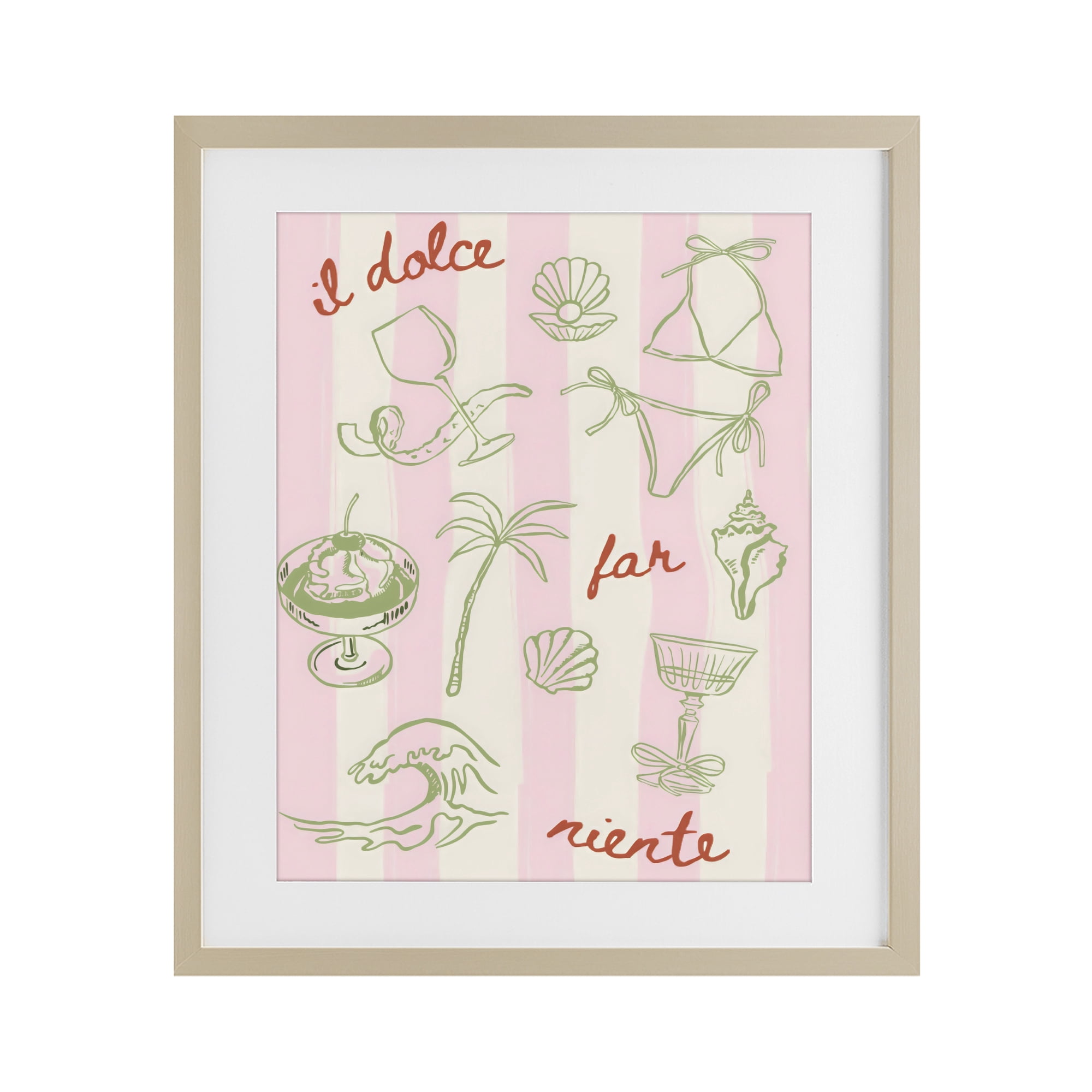 Stupell Industries Il Dolce Far Niente Beach Saying Birch Framed Print Under Glass, design by The Prints Vibe
