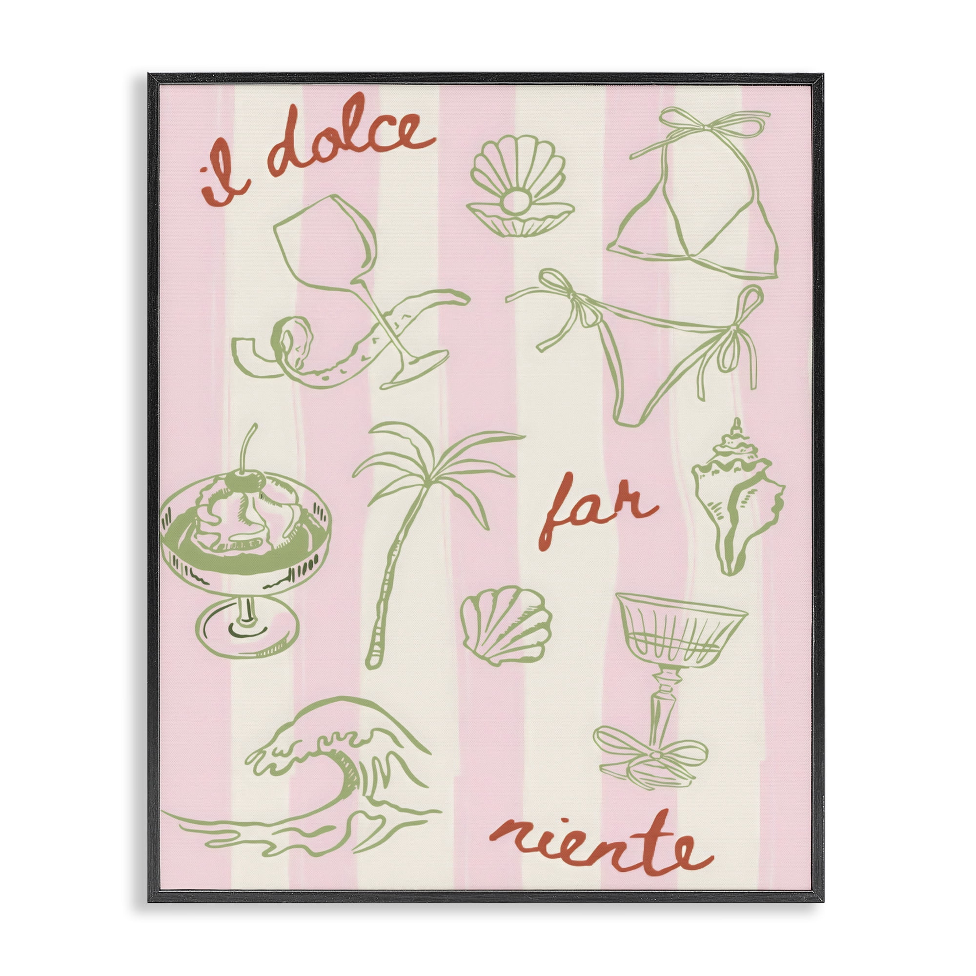 Stupell Industries Il Dolce Far Niente Beach Saying Black Framed Giclee Art, design by The Prints Vibe