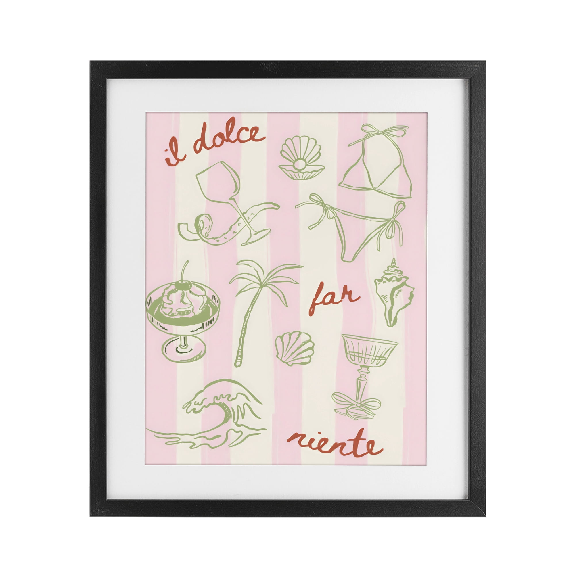 Stupell Industries Il Dolce Far Niente Beach Saying Black Framed Print Under Glass, design by The Prints Vibe