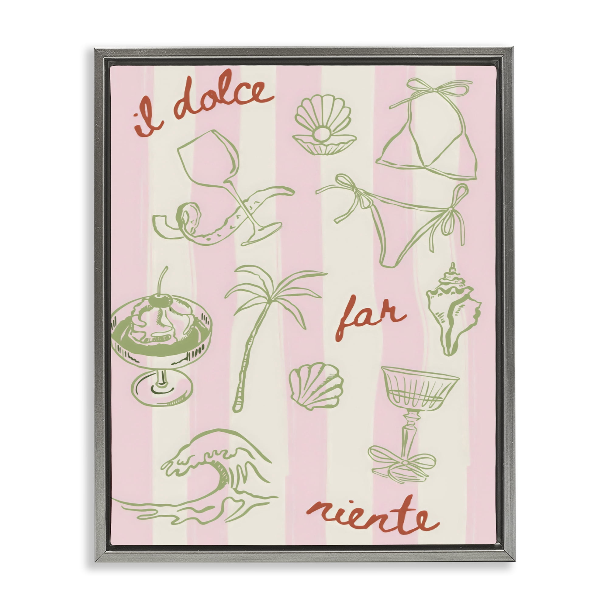 Stupell Industries Il Dolce Far Niente Beach Saying Gray Framed Floater Canvas Wall Art, design by The Prints Vibe