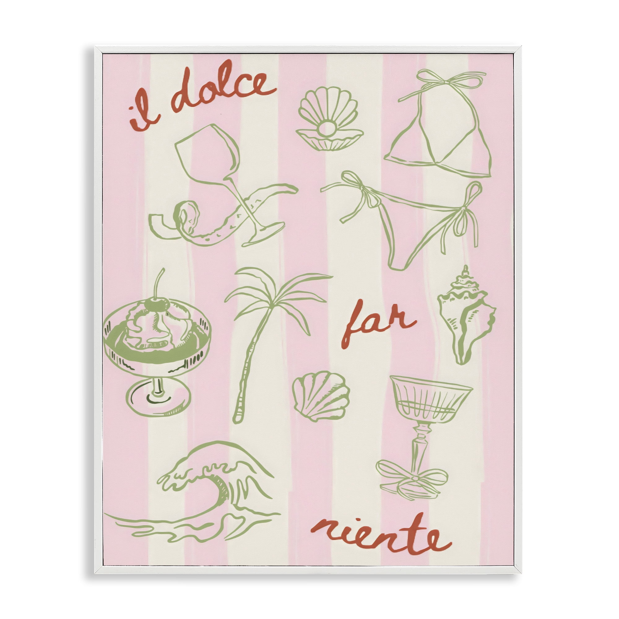 Stupell Industries Il Dolce Far Niente Beach Saying White Framed Giclee Art, design by The Prints Vibe