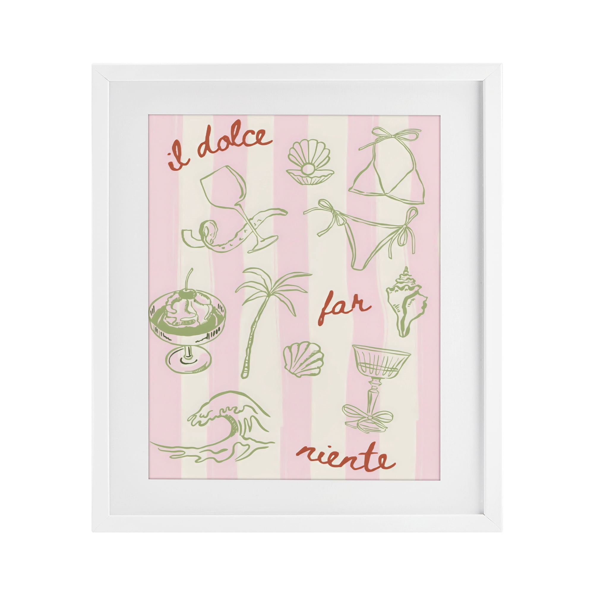 Stupell Industries Il Dolce Far Niente Beach Saying White Framed Print Under Glass, design by The Prints Vibe