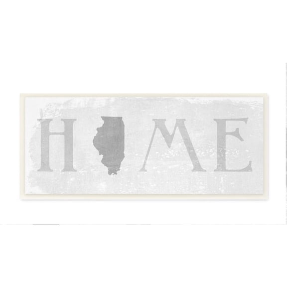 Stupell Industries Illinois Home State Map Grey Neutral Textured Word Design Wall Plaque Art by Daphne Polselli