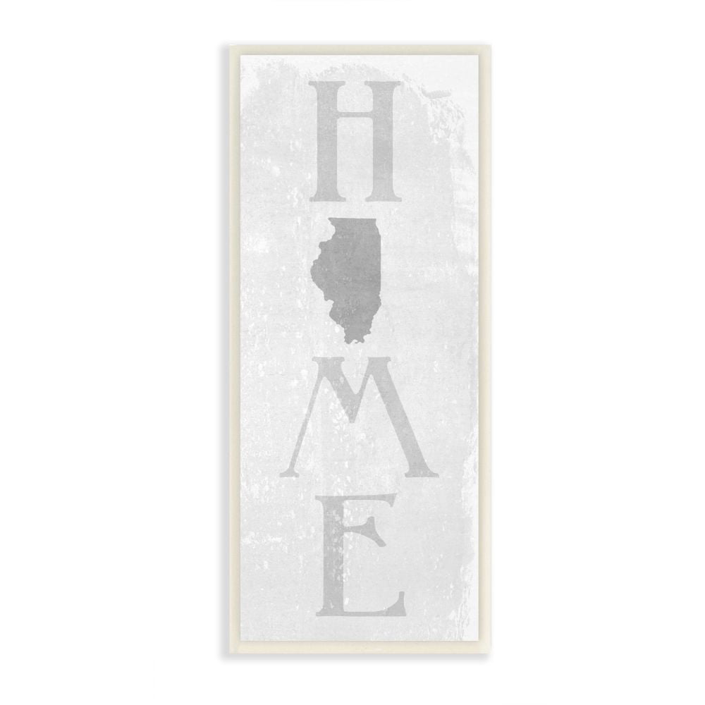Stupell Industries Illinois Home State Map Grey Textured Word Design Wall Plaque Art by Daphne Polselli
