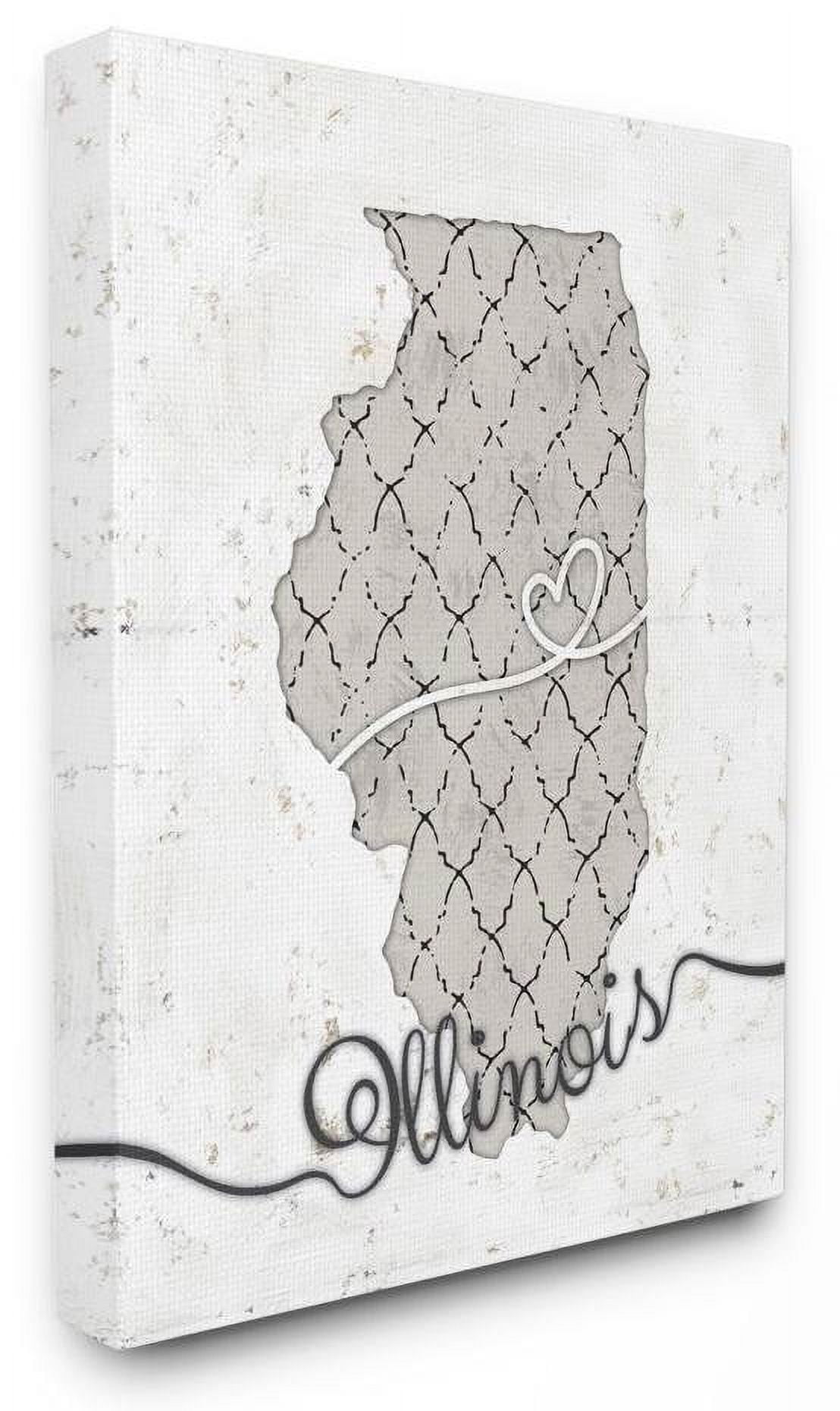 Stupell Industries Illinois Patterned Grey US State Design Canvas Wall Art by Ziwei Li