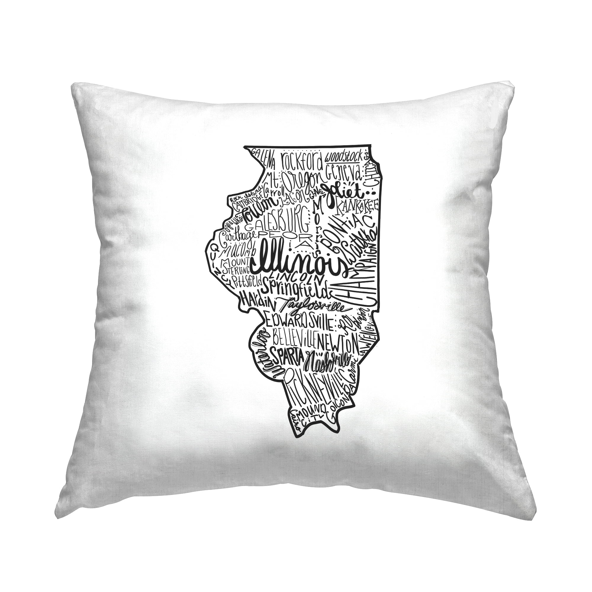 Stupell Industries Illinois State Cities Typography Map Design by Saturday Evening Post Throw Pillow