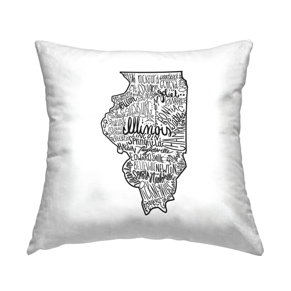 Stupell Industries Illinois State Cities Typography Map Design by Saturday Evening Post Throw Pillow