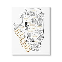 Stupell Industries Illinois State Landmark Map Glam Detail Text Canvas Wall Art, 30 x 40, Design by Ziwei Li