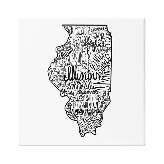 Stupell Industries Illinois US State Typography Map Shape Graphic Art Gallery Wrapped Canvas Print Wall Art, Design by The Saturday Evening Post