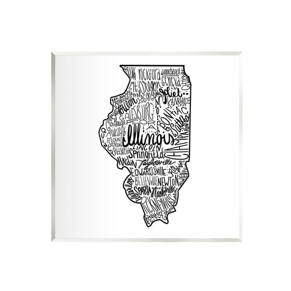 Stupell Industries Illinois US State Typography Map Shape Graphic Art Unframed Art Print Wall Art, Design by The Saturday Evening Post