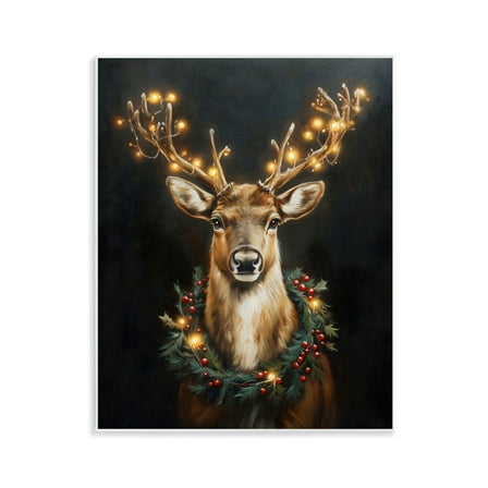 Stupell Industries Illuminated Deer & Wreath Wall Plaque Art, design by Arlington Prints