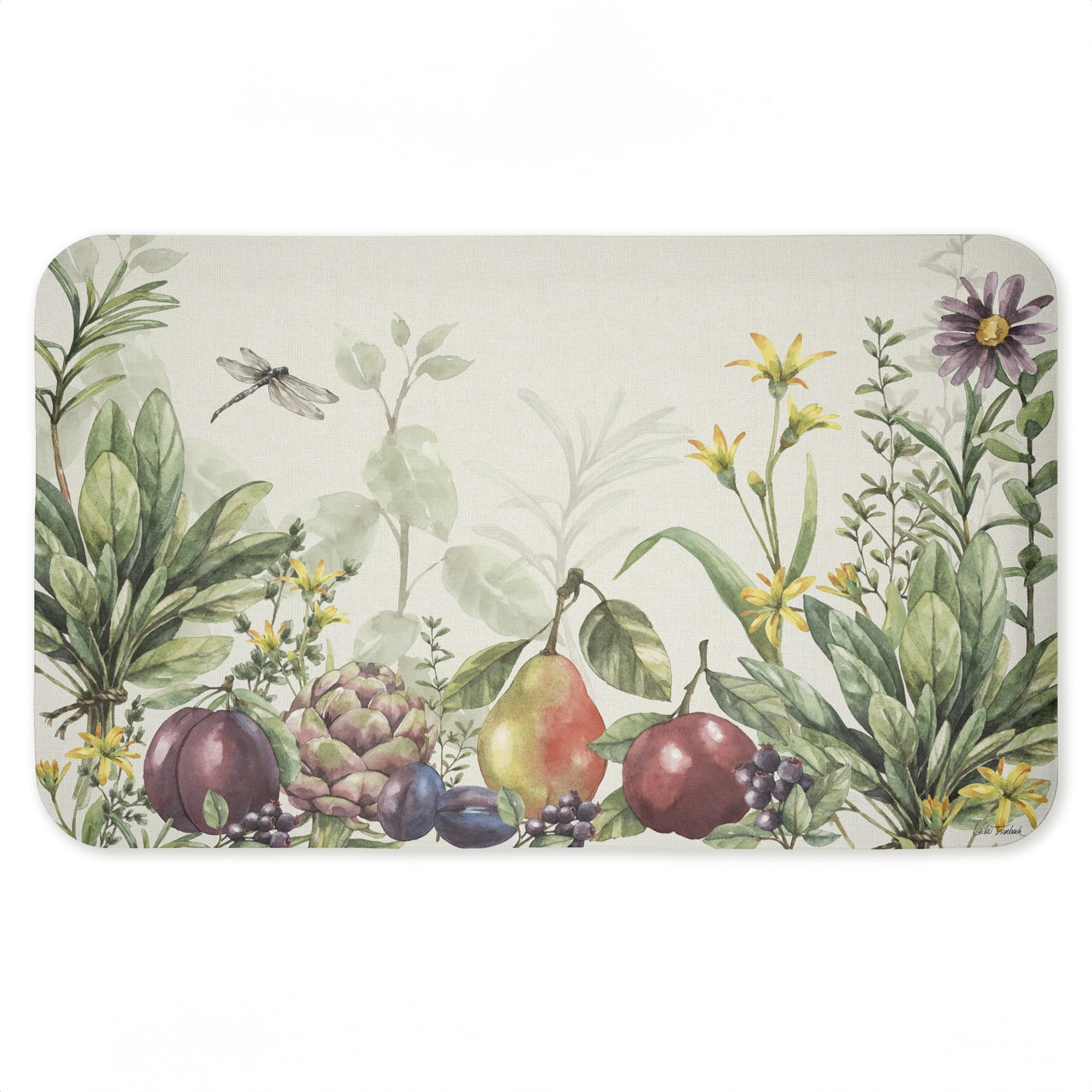 Stupell Industries Illustrated Garden with Dragonfly Printed Anti-Fatigue Floor Mat, design by Leslie Trimbach