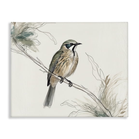 Stupell Industries Illustrated Wildlife Bird Animals Painting Wrapped Canvas Canvas Art Print Wall Art, 40 x 30