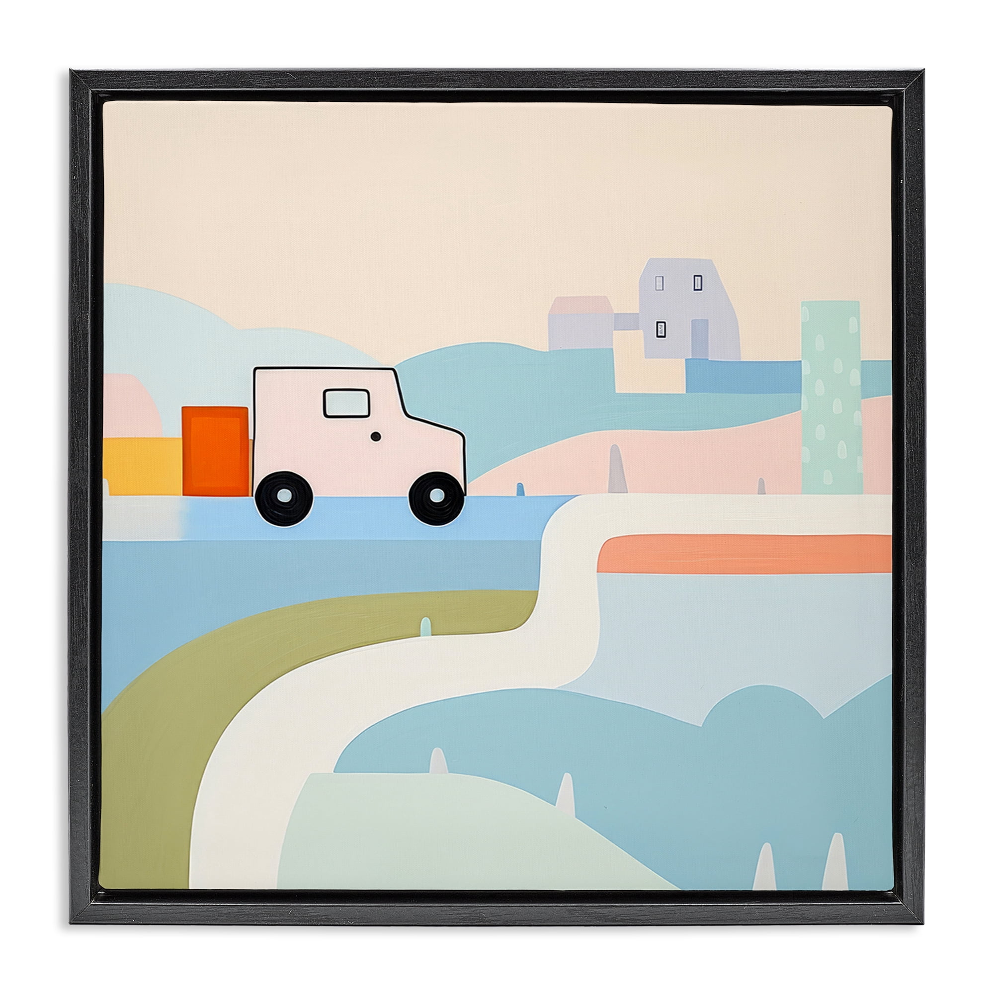 Stupell Industries Imagination On Wheels Landscape Painting Black Floater Framed Art Print Wall Art, 18 x 18