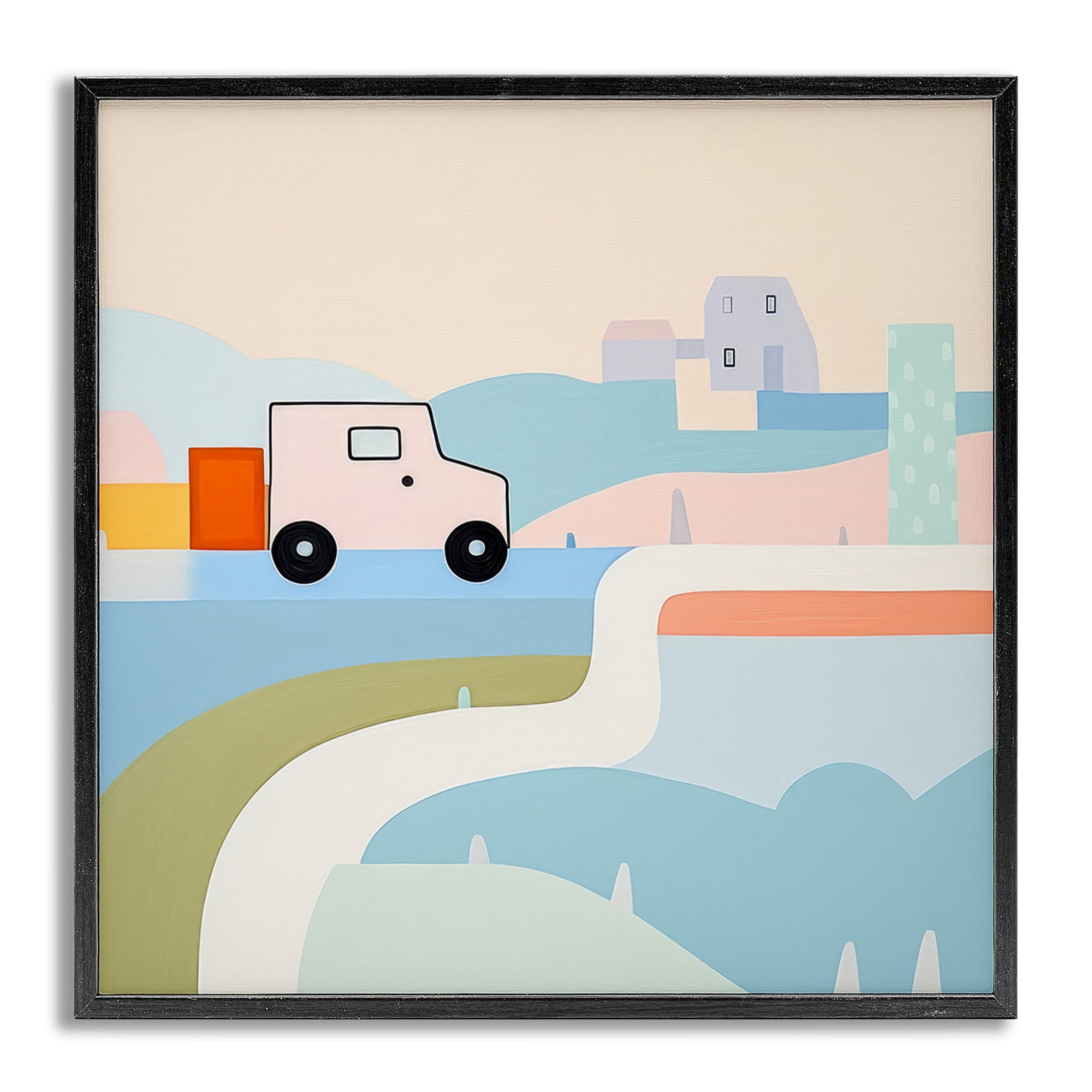 Stupell Industries Imagination On Wheels Landscape Painting Gray Framed Art Print Wall Art, 12 x 12