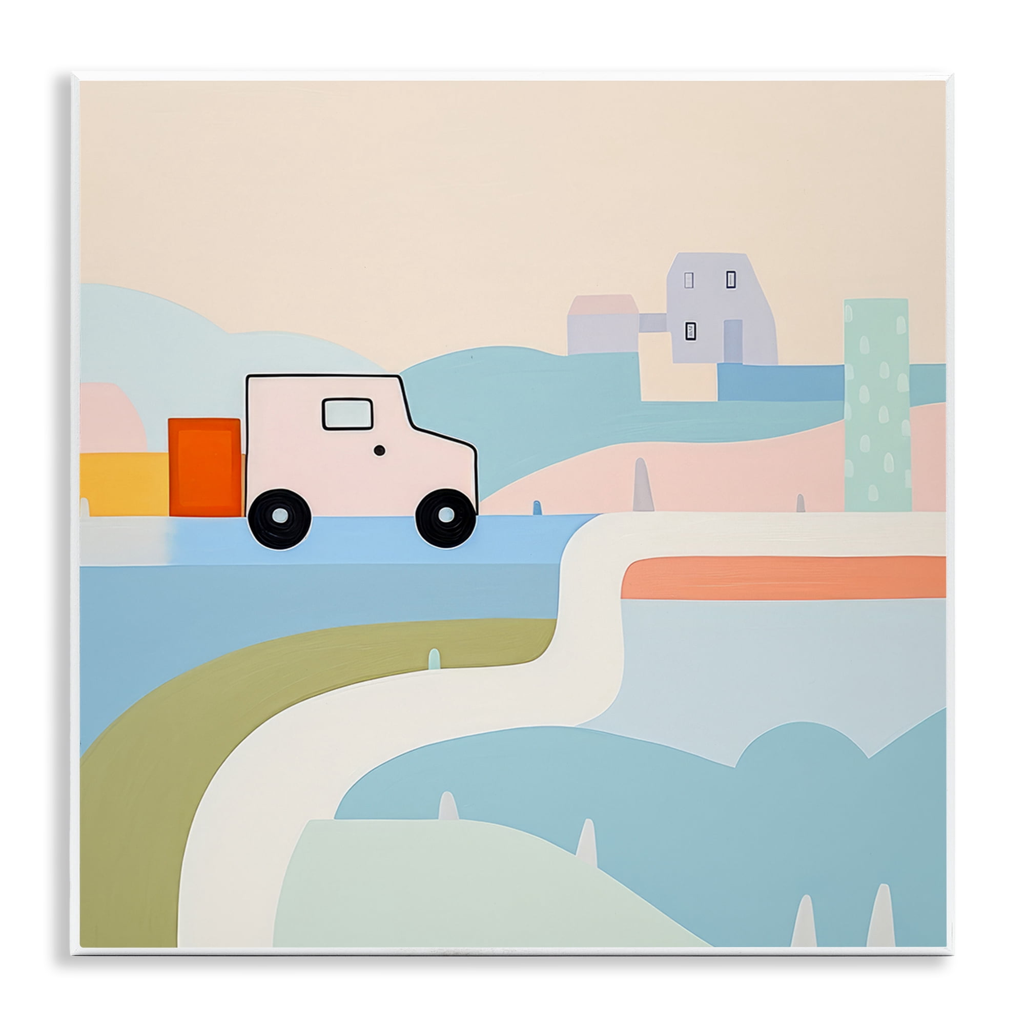 Stupell Industries Imagination On Wheels Landscape Painting Unframed Art Print Wall Art, 12 x 12