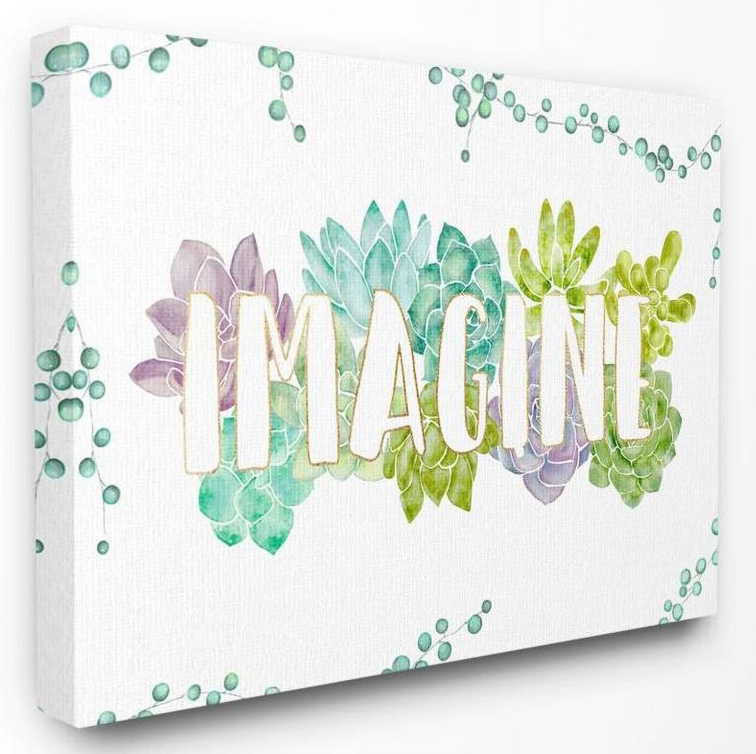 Stupell Industries Imagine Succulent Flowers Green Purple Watercolor Painting Canvas Wall Art by Ziwei Li