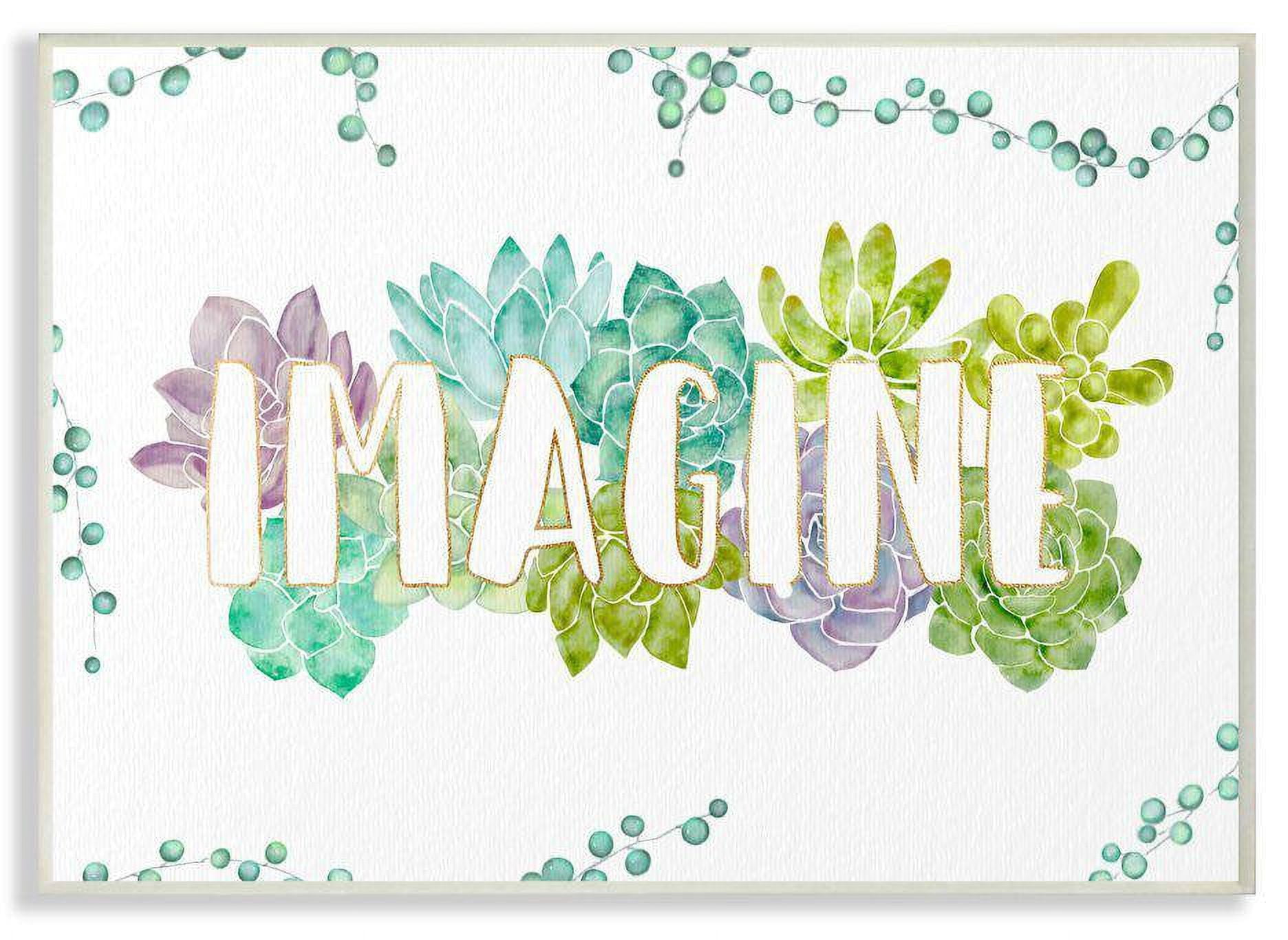 Stupell Industries Imagine Succulent Flowers Green Purple Watercolor Painting Wall Plaque by Ziwei Li