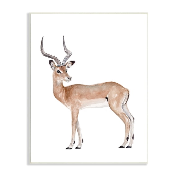 Stupell Industries Impala Antelope Watercolor Portrait Children's Wild Animal, 13 x 19,Design by Fox Hollow Studios