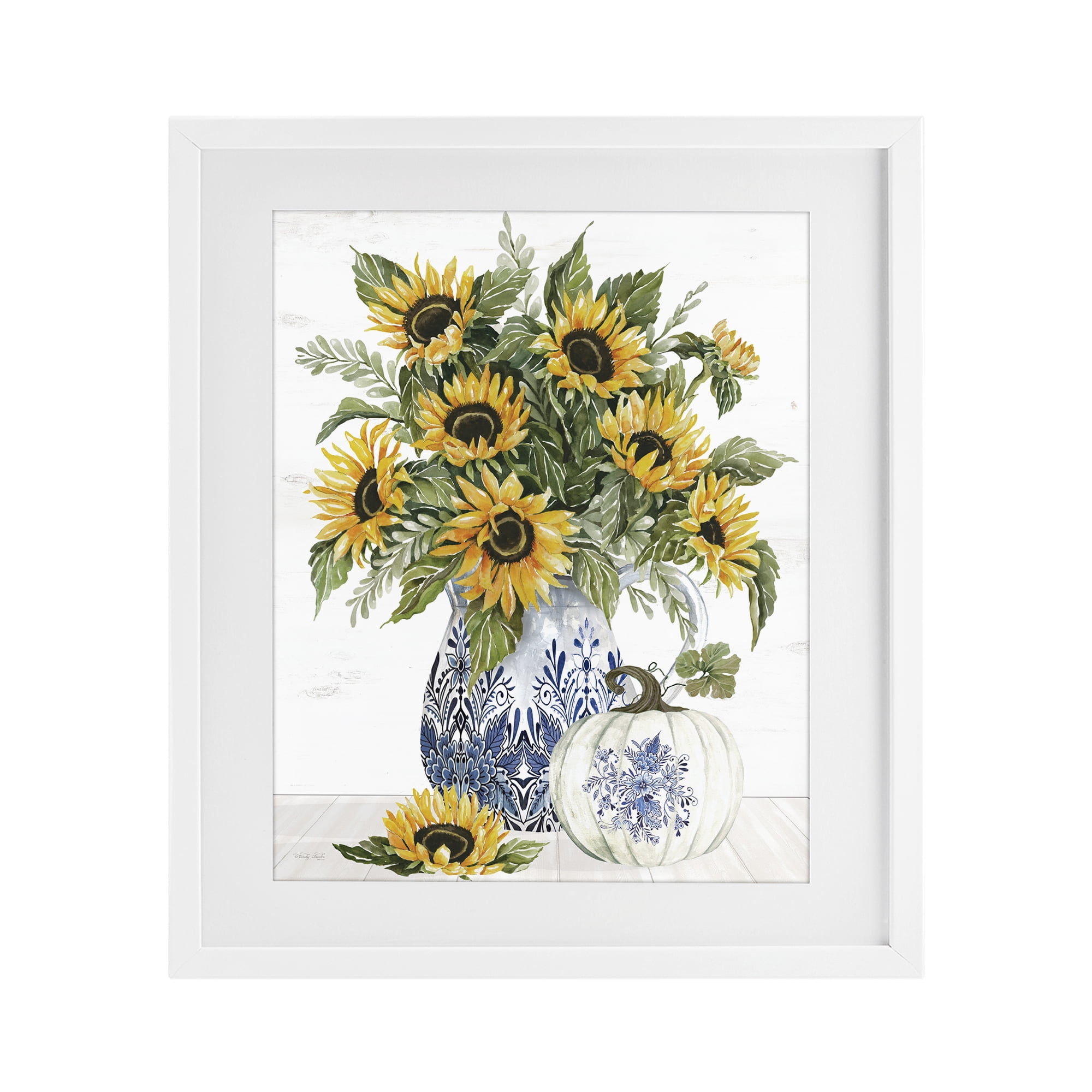 Stupell Industries Imperial Autumn Sunflowers White Framed Print Under Glass, design by Cindy Jacobs