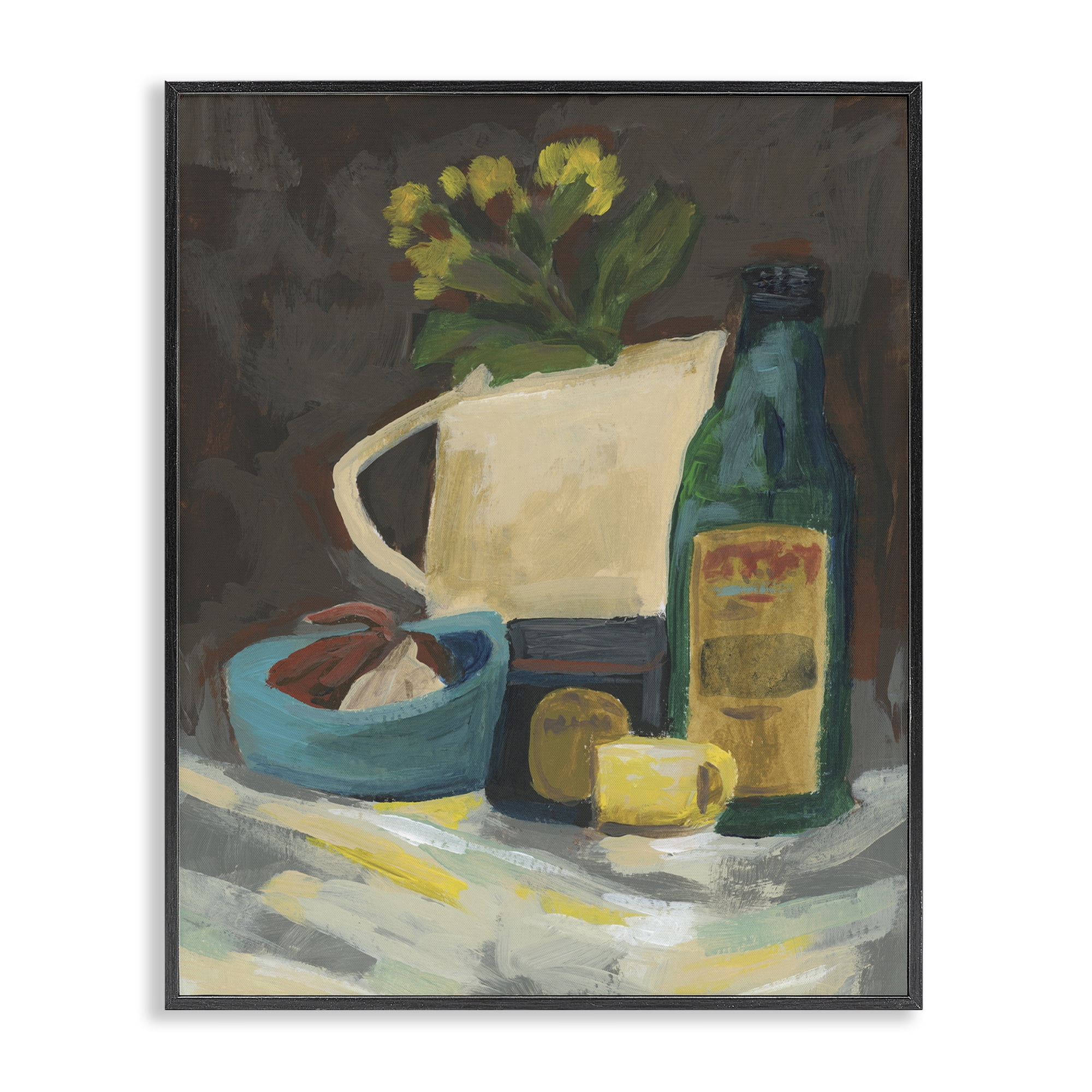 Stupell Industries Impression of Still Life Plants & Flowers Painting Black Framed Art Print Wall Art, 24 x 30
