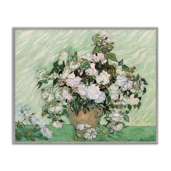Stupell Industries Victorian Impressionist Arrangement of Chrysanthemums Traditional Gray Framed Giclee Art, 20 x 16, by Vincent Van Gogh
