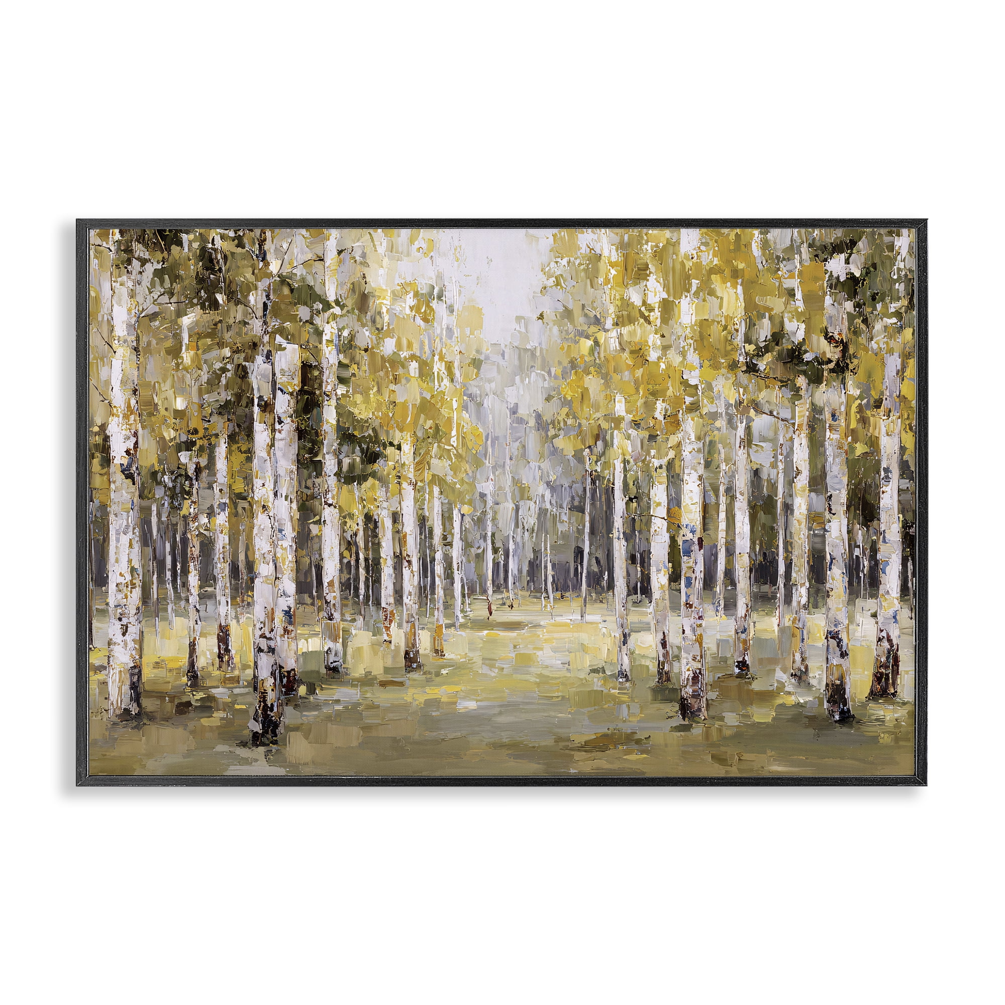 Stupell Industries Impressionist Birch Trees & Fall Leaves Black Framed Giclee Art, design by Jacky Ngan