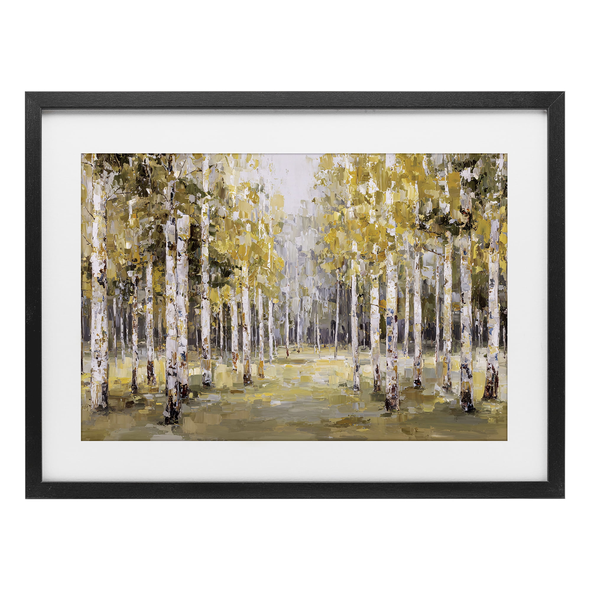 Stupell Industries Impressionist Birch Trees & Fall Leaves Black Framed Print Under Glass, design by Jacky Ngan