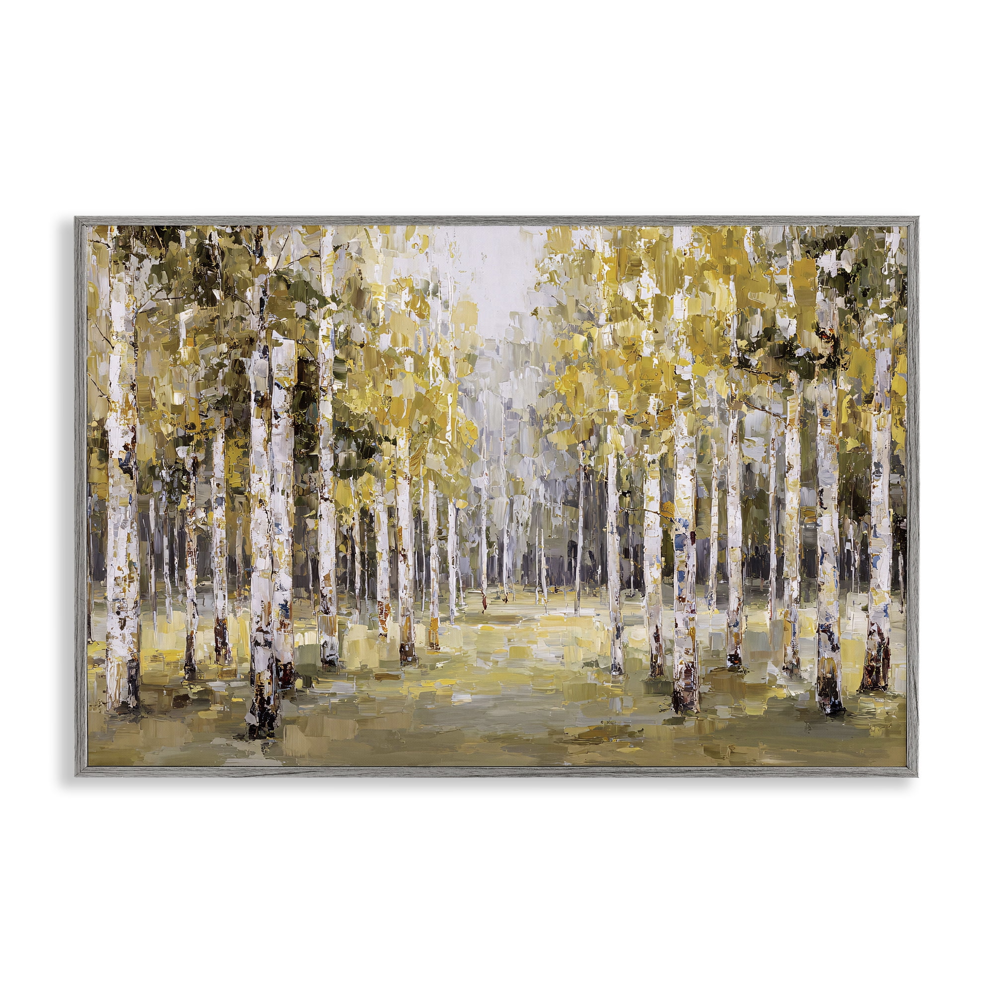 Stupell Industries Impressionist Birch Trees & Fall Leaves Gray Framed Giclee Art, design by Jacky Ngan