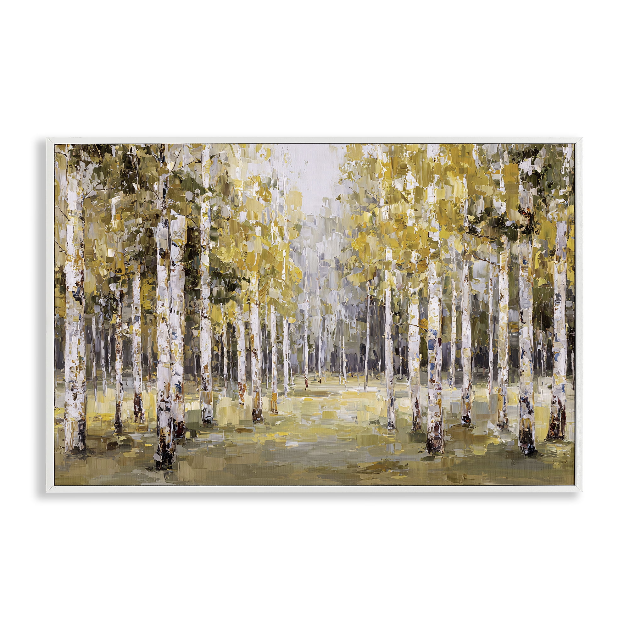 Stupell Industries Impressionist Birch Trees & Fall Leaves White Framed Giclee Art, design by Jacky Ngan