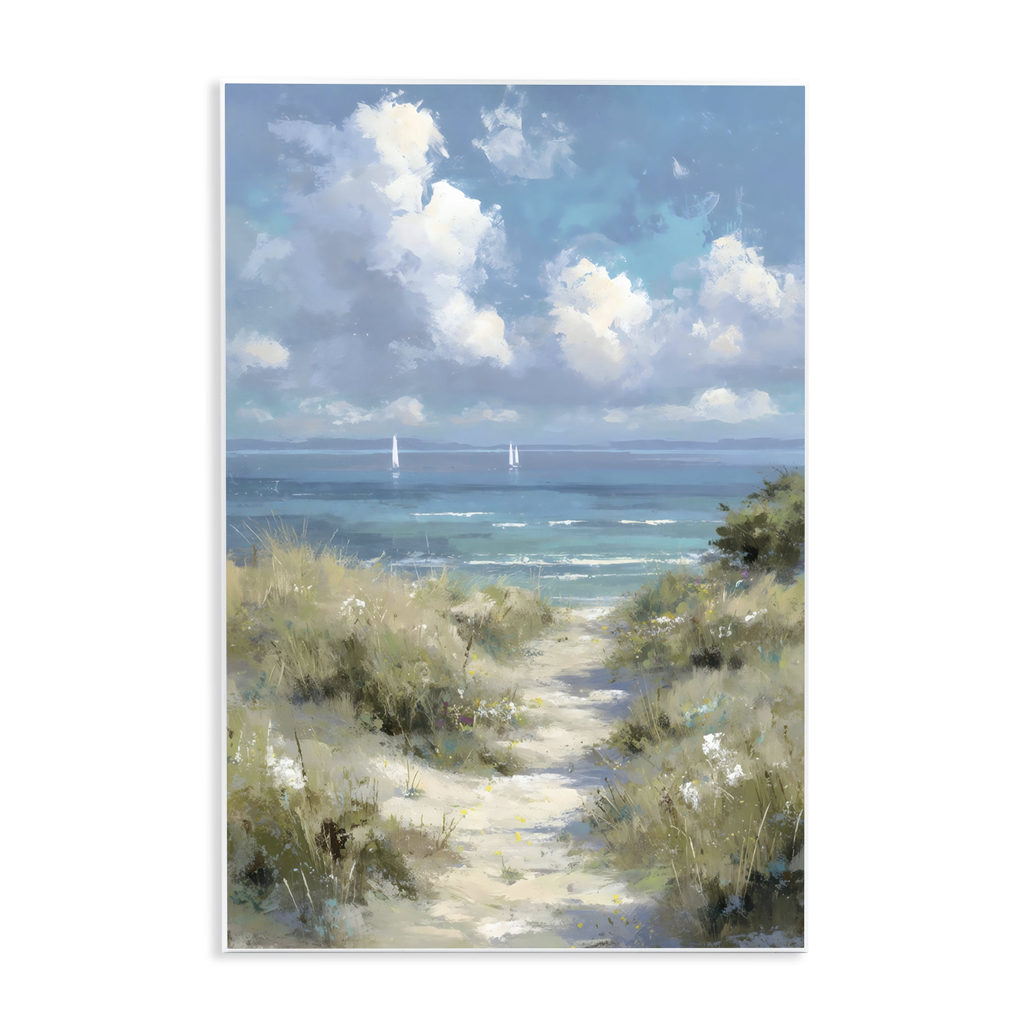 Stupell Industries Impressionist Clouds over Beach Path Wall Plaque Art, design by Petal Prints Design
