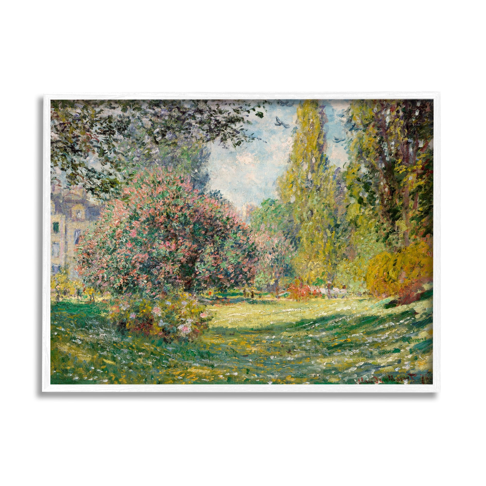 White Framed Impressionist Flower Field Canvas Landscape Print