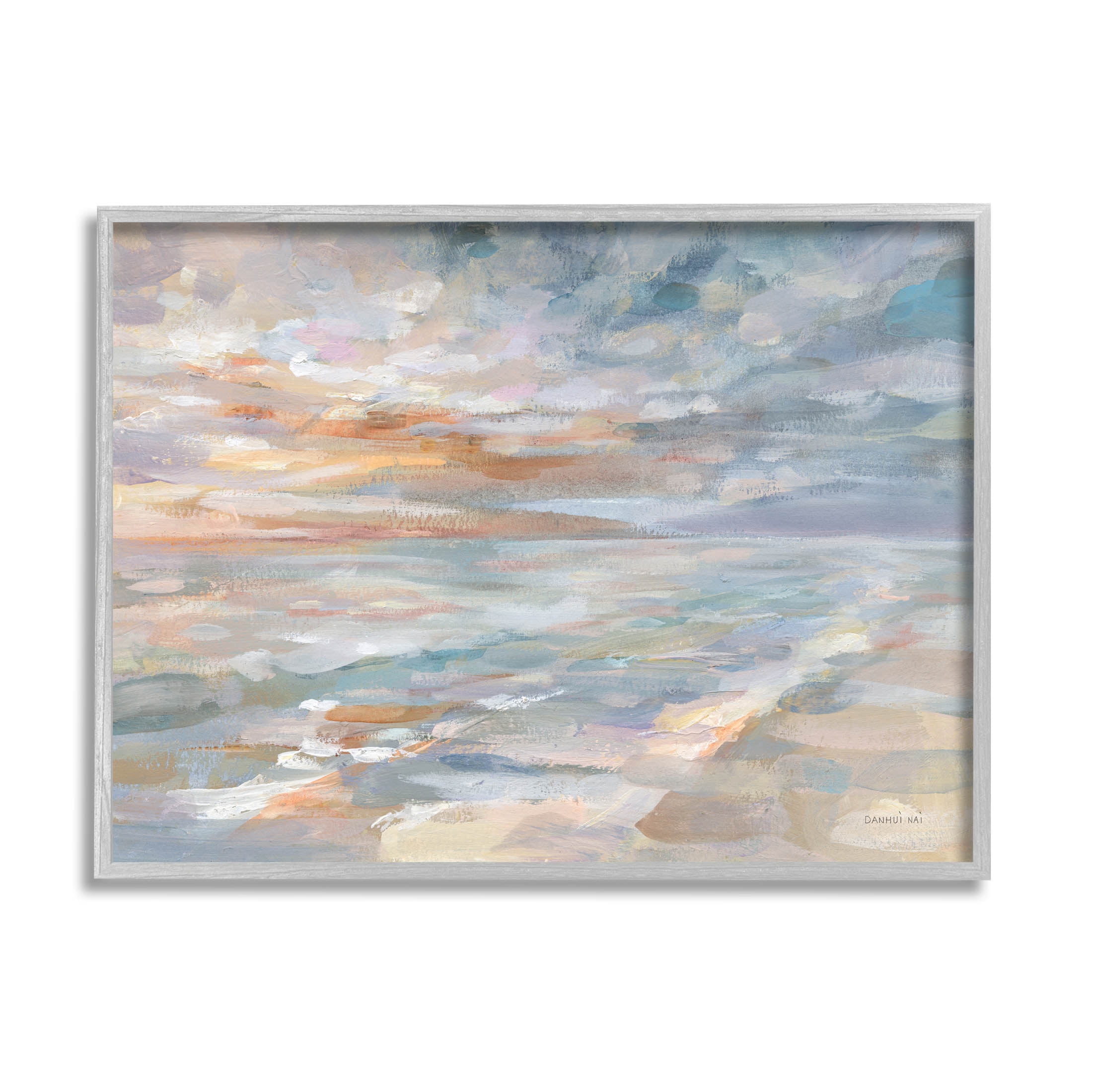Stupell Industries Impressionist Horizon Sky Landscape Painting Gray Framed Art Print Wall Art, Design by Danhui Nai
