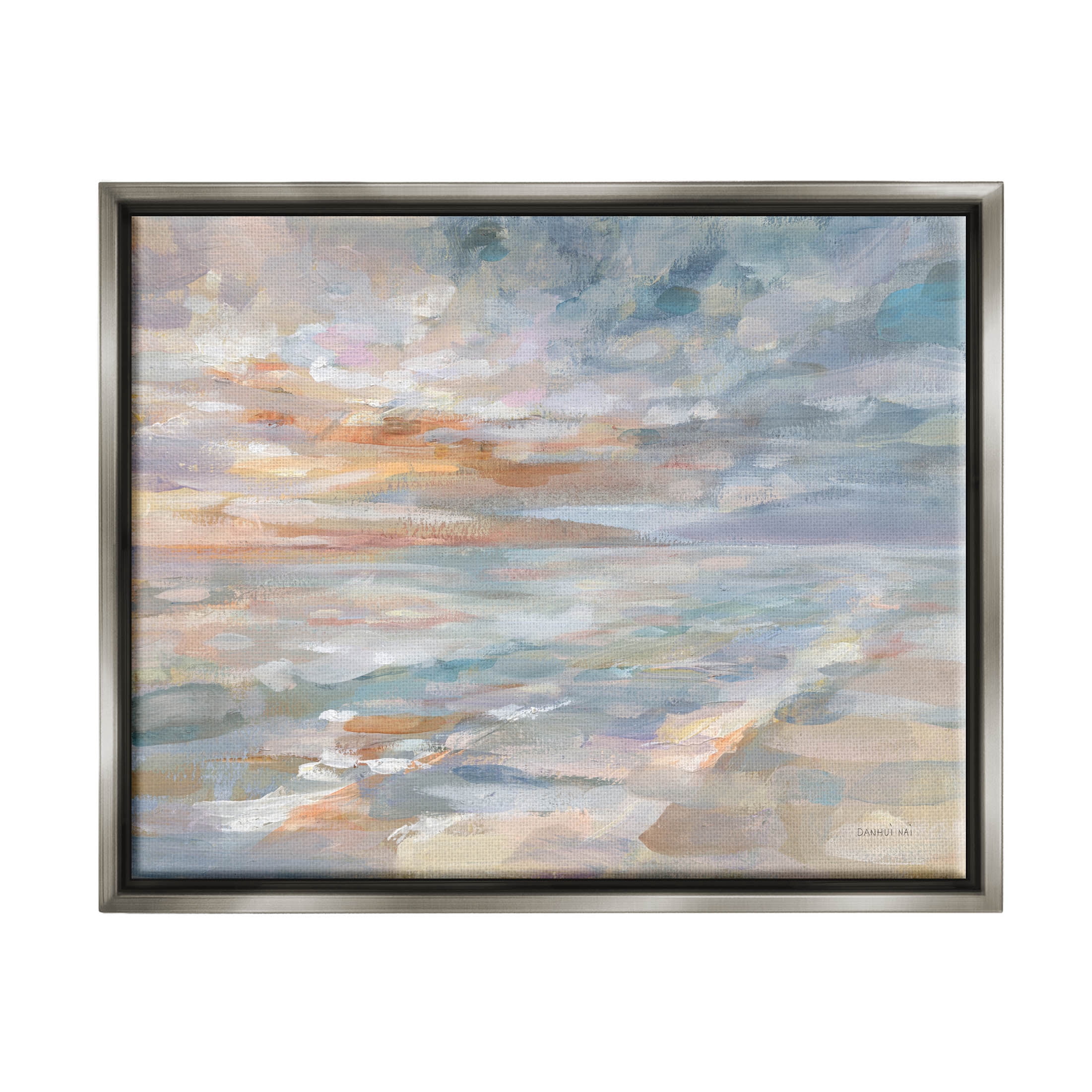 Stupell Industries Impressionist Horizon Sky Landscape Painting Luster Gray Floating Framed Canvas Print Wall Art, Design by Danhui Nai