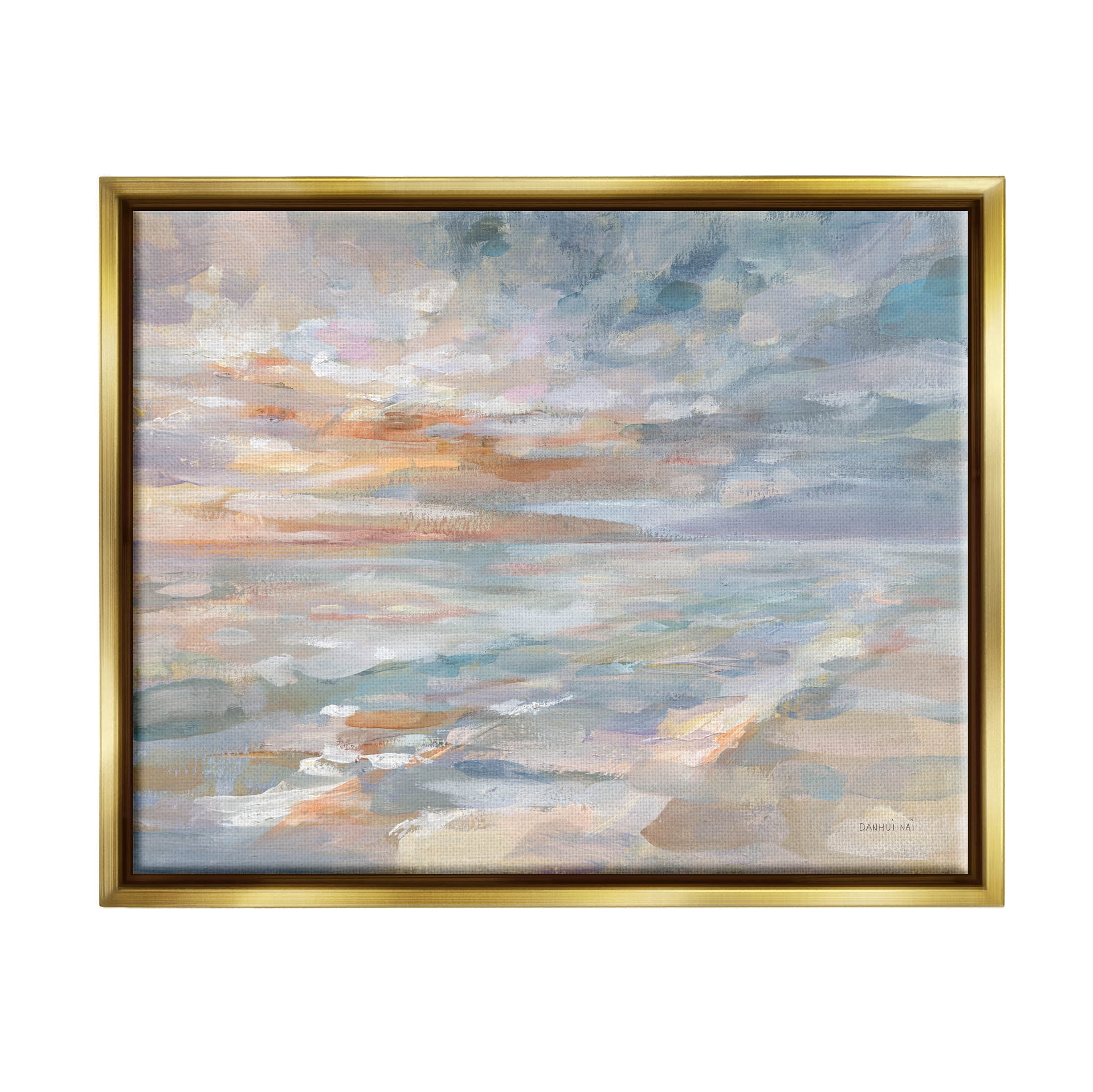 Stupell Industries Impressionist Horizon Sky Landscape Painting Metallic Gold Floating Framed Canvas Print Wall Art, Design by Danhui Nai