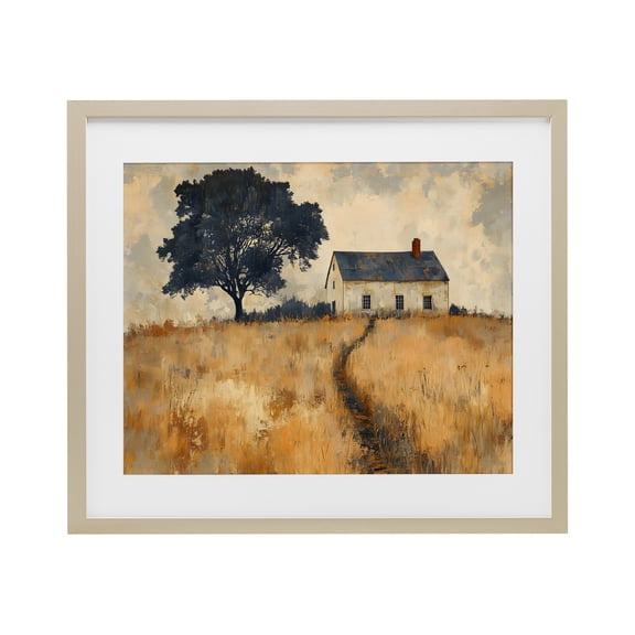 Stupell Industries Impressionist House on Hilltop Birch Framed Print Under Glass design by LSR Creative Studio, 17 x 21