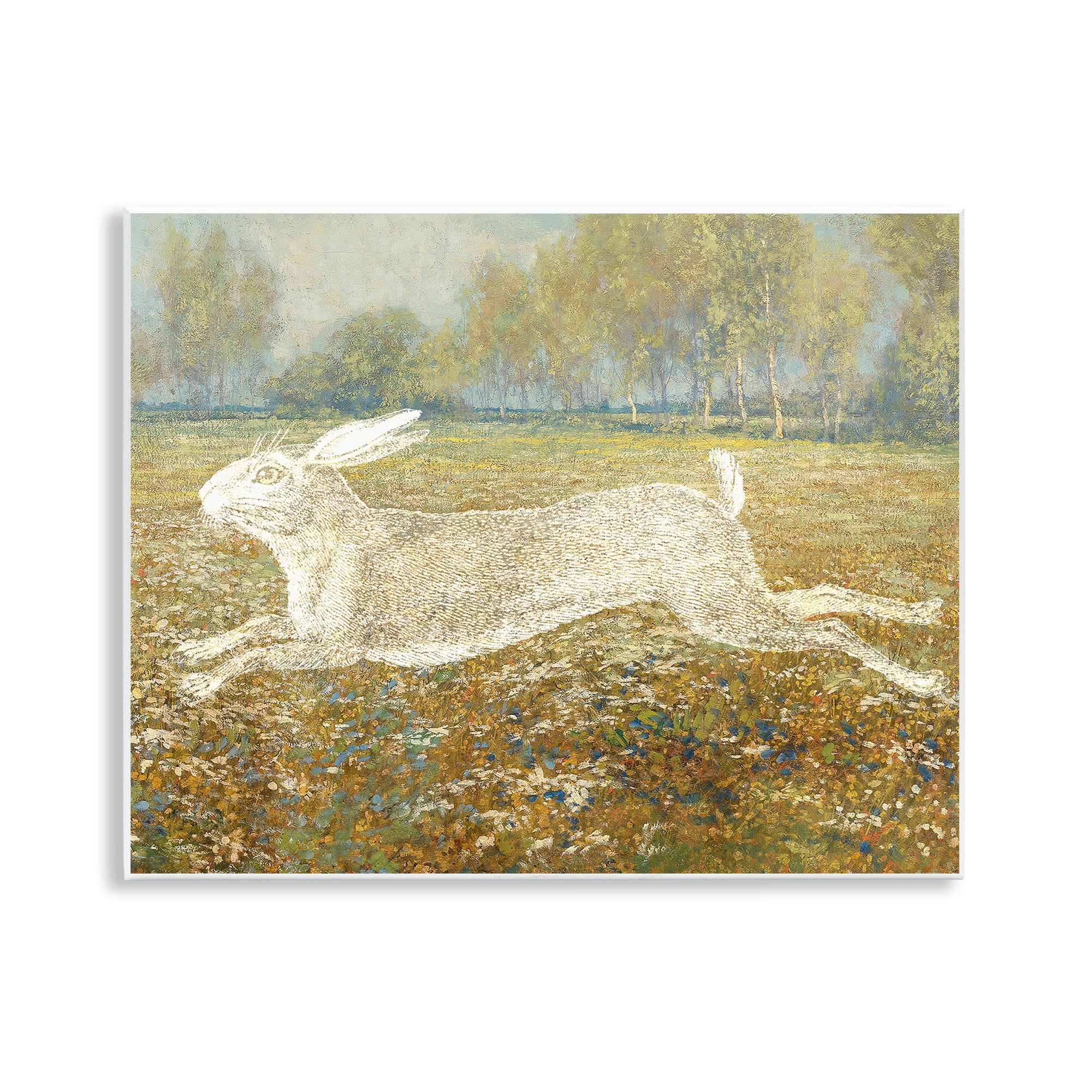 Stupell Industries Impressionist Jumping Hare Landscape & Nature Painting Unframed Art Print Wall Art, 14 x 11