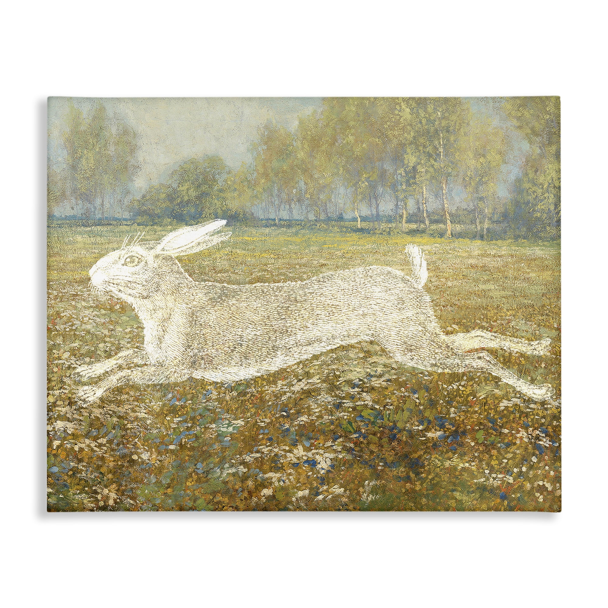 Stupell Industries Impressionist Jumping Hare Landscape & Nature Painting Wrapped Canvas Art Print Wall Art, 40 x 30