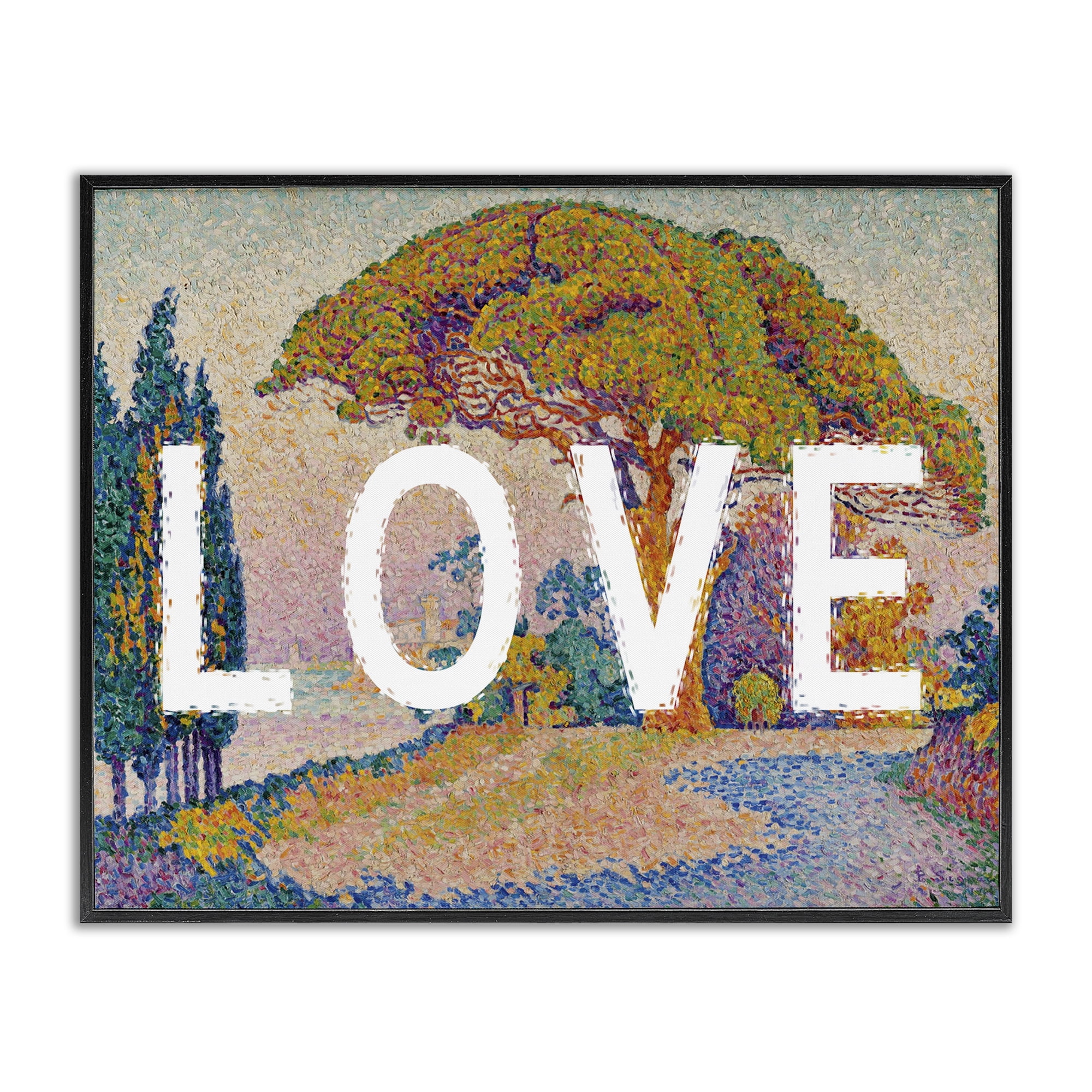 Stupell Industries Impressionist Love over Landscape Landscape & Nature Painting Black Framed Art Print Wall Art, 14 x 11