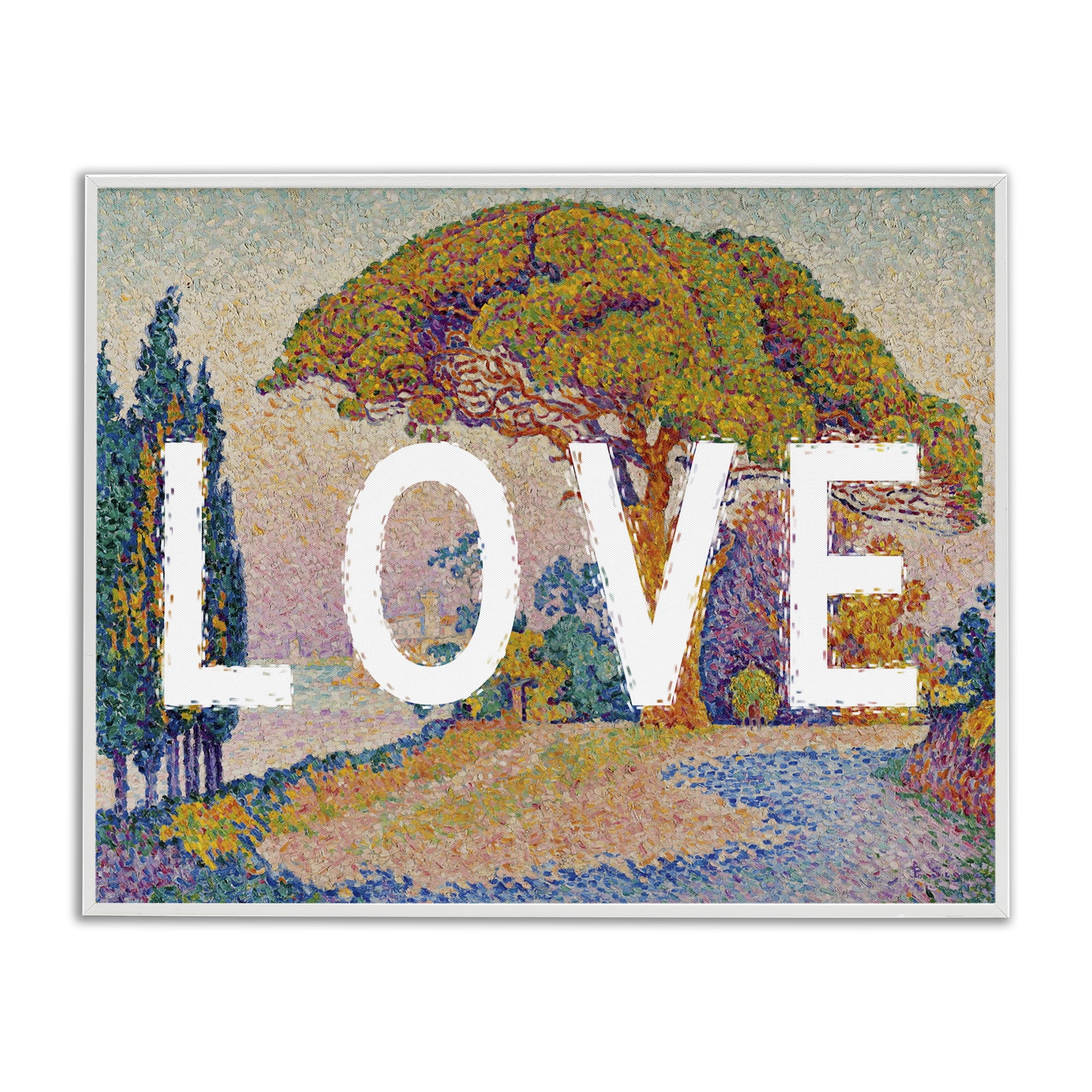 Stupell Industries Impressionist Love over Landscape Landscape & Nature Painting White Framed Art Print Wall Art, 20 x 16