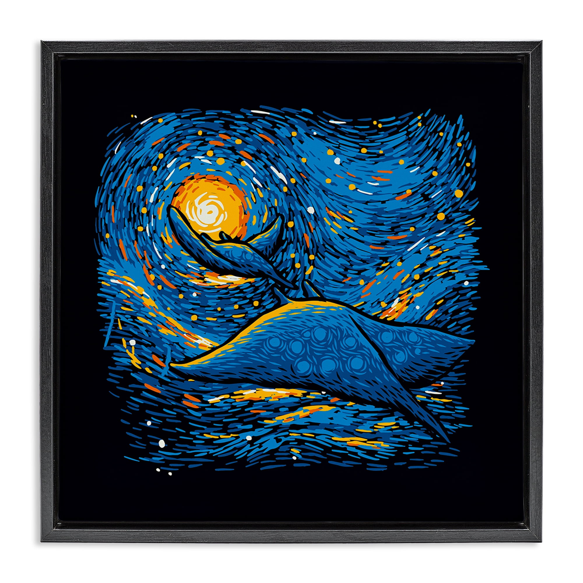 Stupell Industries Impressionist Manta Rays Black Framed Floater Canvas Wall Art, design by Tobe Fonseca