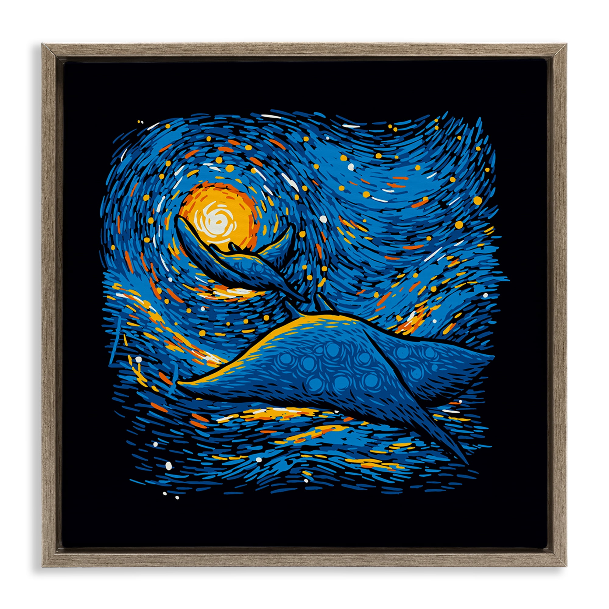 Stupell Industries Impressionist Manta Rays Brown Framed Floater Canvas Wall Art, design by Tobe Fonseca
