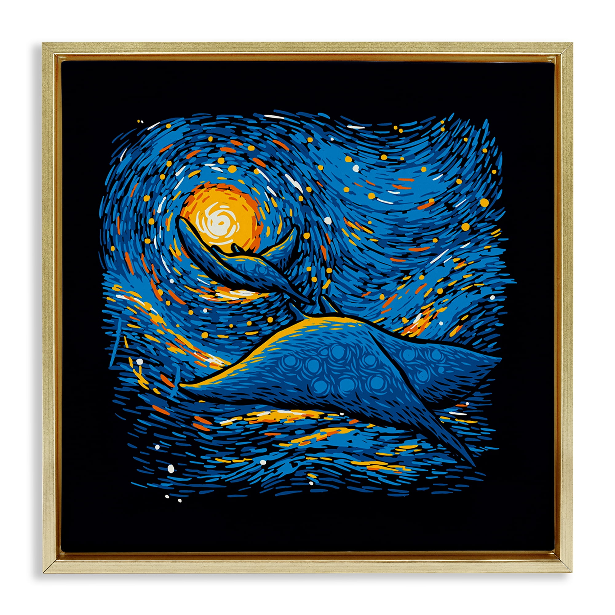 Stupell Industries Impressionist Manta Rays Gold Framed Floater Canvas Wall Art, design by Tobe Fonseca