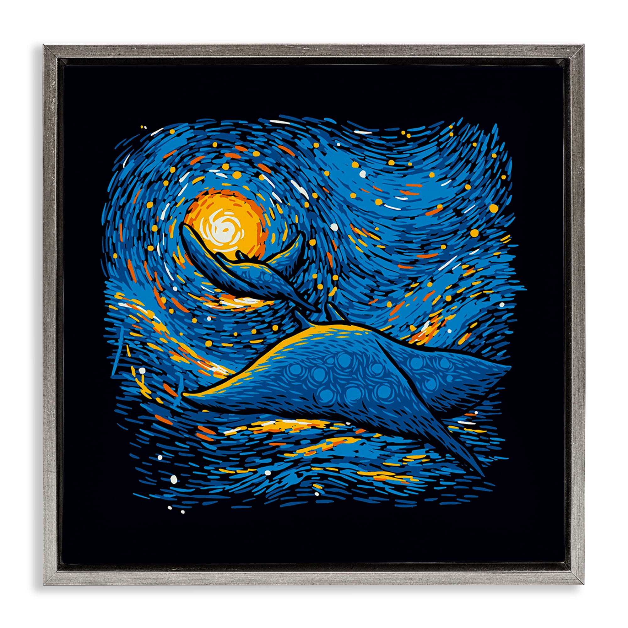 Stupell Industries Impressionist Manta Rays Gray Framed Floater Canvas Wall Art, design by Tobe Fonseca