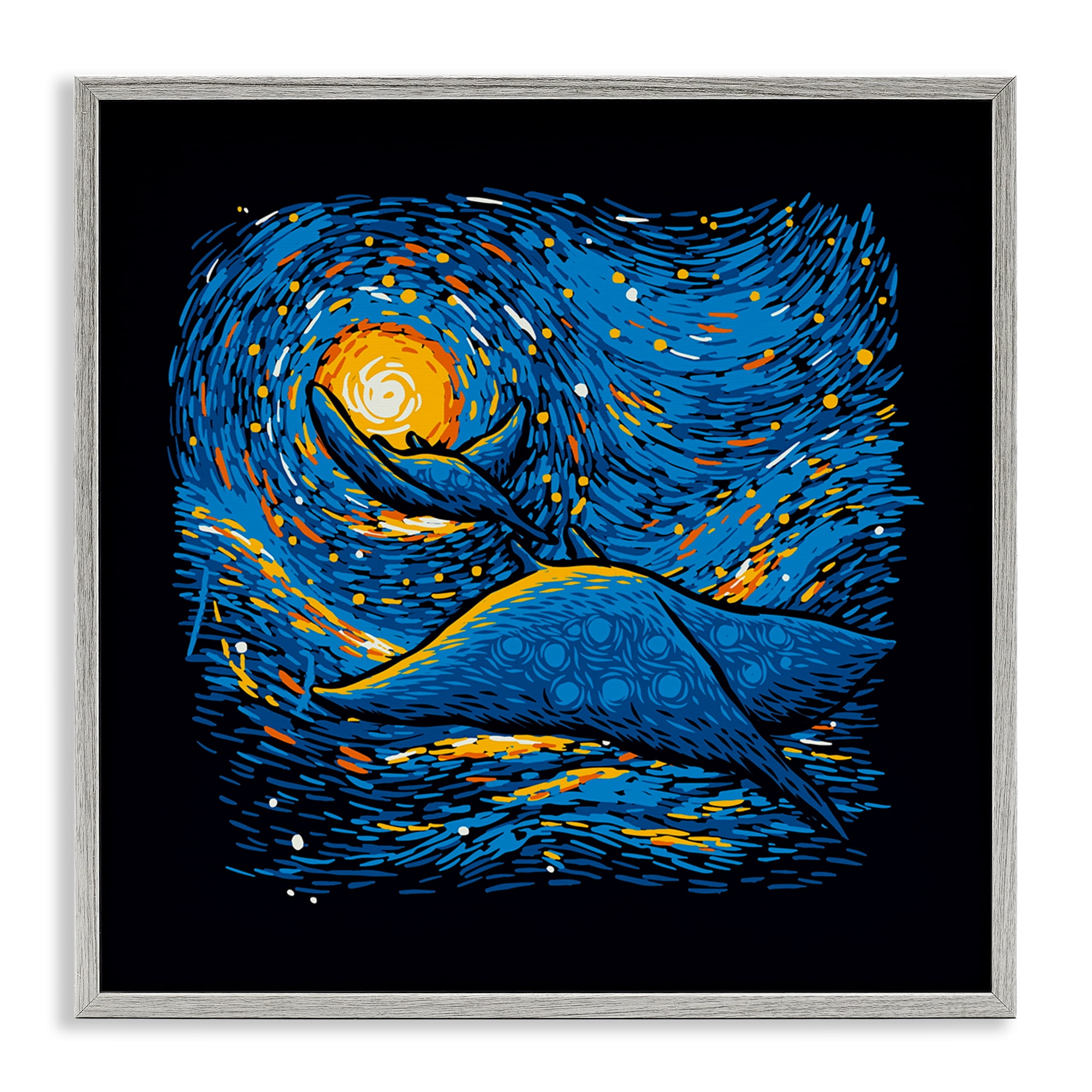 Stupell Industries Impressionist Manta Rays Gray Framed Giclee Art, design by Tobe Fonseca